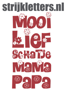 Vel Strijkletters Mooi Lief Design Ruit Rood - afb. 1