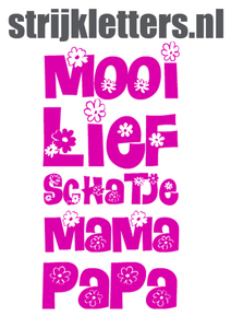 Vel Strijkletters Mooi Lief Flock Magenta - afb. 1