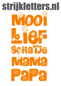 Vel Strijkletters Mooi Lief Flock Neon Oranje - afb. 1