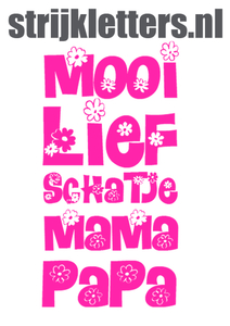 Vel Strijkletters Mooi Lief Glow in the Dark Roze - afb. 1