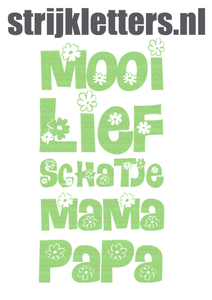 Vel Strijkletters Mooi Lief Glitter Neon Green Glitter 447 - afb. 1