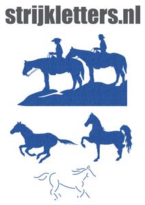 Vel Strijkletters Paarden Glitter Blauw - afb. 1
