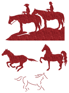 Vel Strijkletters Paarden Glitter Rood - afb. 2