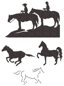 Vel Strijkletters Paarden Glitter Zwart - afb. 2