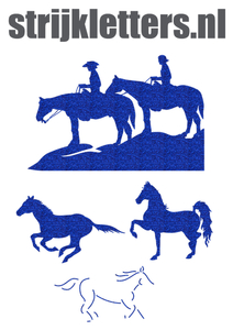 Vel Strijkletters Paarden Glitter Royal Blue - afb. 1