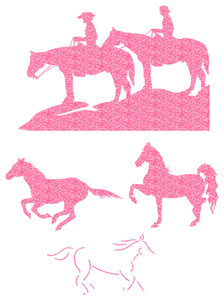 Vel Strijkletters Paarden Glitter Medium Pink - afb. 2