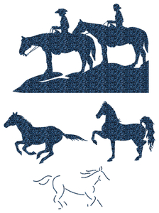 Vel Strijkletters Paarden Glitter Navy - afb. 2