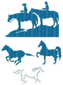 Vel Strijkletters Paarden Glitter Blue - afb. 2