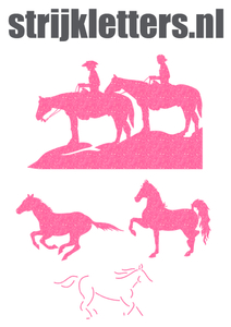 Vel Strijkletters Paarden Glitter Neon roze Glitter - afb. 1