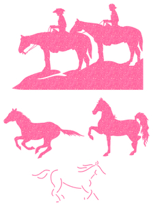Vel Strijkletters Paarden Glitter Neon roze Glitter - afb. 2