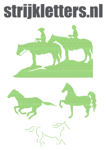 Vel Strijkletters Paarden Glitter Neon Groen Glitter - afb. 1