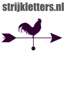 Vel Strijkletters Pijl met Haan Flock Paars - afb. 1