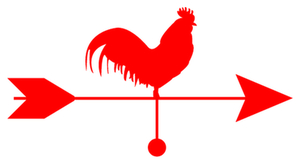 Vel Strijkletters Pijl met Haan Flock Rood - afb. 2