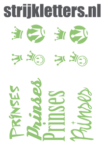 Vel Strijkletters Prinses Polyester Ondergrond Neon Groen - afb. 1