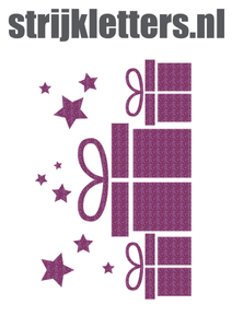 Vel Strijkletters Sinterklaas Cadeautjes Glitter Roze - afb. 1