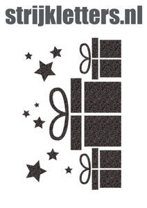 Vel Strijkletters Sinterklaas Cadeautjes Glitter Black Glitter 458 - afb. 1