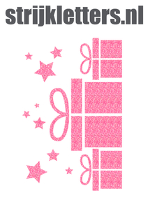 Vel Strijkletters Sinterklaas Cadeautjes Glitter Medium Pink - afb. 1