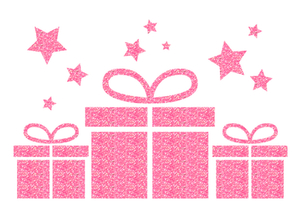 Vel Strijkletters Sinterklaas Cadeautjes Glitter Medium Pink - afb. 2
