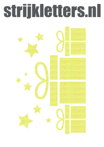 Vel Strijkletters Sinterklaas Cadeautjes Glitter Neon Yellow Glitter 446 - afb. 1