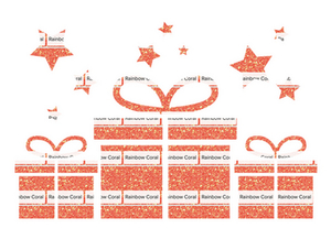 Vel Strijkletters Sinterklaas Cadeautjes Glitter Rainbow Coral Glitter ST - afb. 2