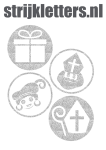 Vel Strijkletters Sinterklaas Rondjes Glitter Silver 450 - afb. 1