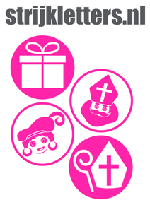 Vel Strijkletters Sinterklaas Rondjes Glow in the Dark Roze - afb. 1