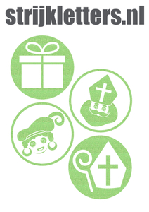 Vel Strijkletters Sinterklaas Rondjes Glitter Neon Green Glitter 447 - afb. 1