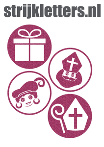 Vel Strijkletters Sinterklaas Rondjes Glitter Pink Glitter 457 - afb. 1
