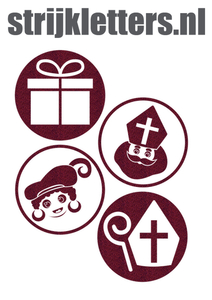 Vel Strijkletters Sinterklaas Rondjes Glitter Burgundy  Glitter 422 - afb. 1