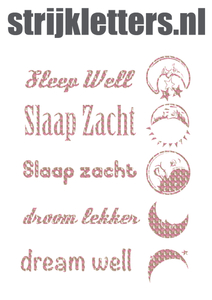 Vel Strijkletters Slaap Zacht Design Leger Roze - afb. 1