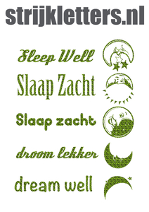 Vel Strijkletters Slaap Zacht Design Zebra Groen - afb. 1