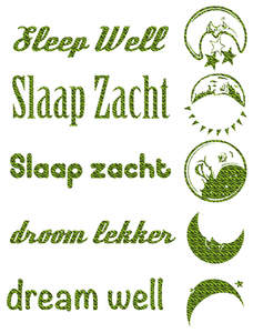 Vel Strijkletters Slaap Zacht Design Zebra Groen - afb. 2