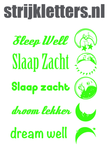 Vel Strijkletters Slaap Zacht Flock Neon Groen - afb. 1
