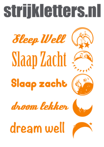 Vel Strijkletters Slaap Zacht Flock Neon Oranje - afb. 1