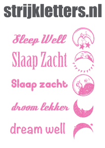 Vel Strijkletters Slaap Zacht Glitter Holo Pink - afb. 1