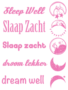 Vel Strijkletters Slaap Zacht Glitter Holo Pink - afb. 2