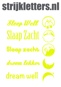 Vel Strijkletters Slaap Zacht Glow in the dark Glow in the Darg Geel - afb. 1
