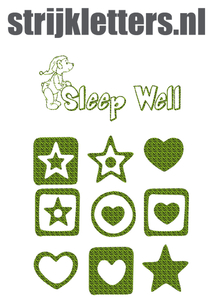Vel Strijkletters Sleep Well Design Zebra Groen - afb. 1