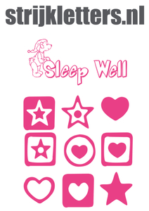 Vel Strijkletters Sleep Well Polyester Ondergrond Neon Roze - afb. 1