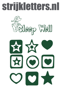 Vel Strijkletters Sleep Well Glitter Groen - afb. 1