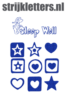 Vel Strijkletters Sleep Well Glitter Royal Blue - afb. 1