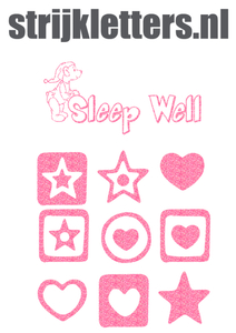 Vel Strijkletters Sleep Well Glitter Medium Pink - afb. 1