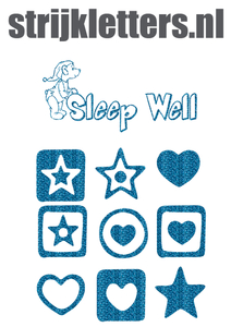 Vel Strijkletters Sleep Well Glitter Blue - afb. 1