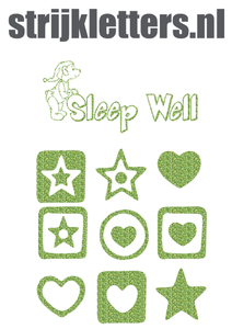 Vel Strijkletters Sleep Well Glitter Light Green - afb. 1