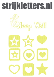 Vel Strijkletters Sleep Well Glitter Neon geel Glitter - afb. 1