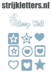 Vel Strijkletters Sleep Well Glitter Neon Blauw Glitter - afb. 1