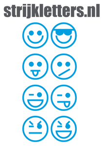 Vel Strijkletters Smiley 1 Polyester Ondergrond Blauw - afb. 1