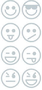 Vel Strijkletters Smiley 1 Design Metaalpop - afb. 2