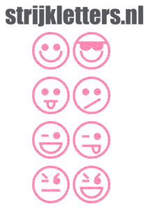 Vel Strijkletters Smiley 1 Glitter Medium Pink - afb. 1