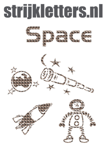 Vel Strijkletters Space Design Leger - afb. 1